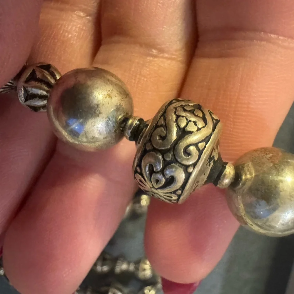Bohemian Style Silver Tone Beaded Necklace